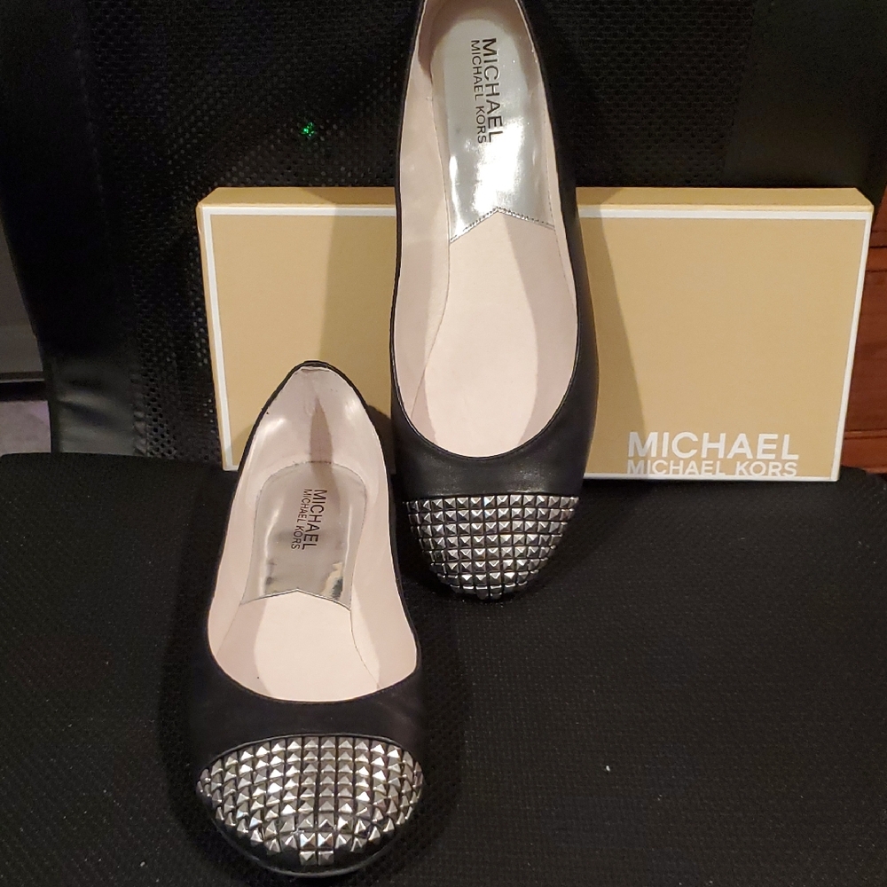 Michael Kors Black Flats with Silver Studs